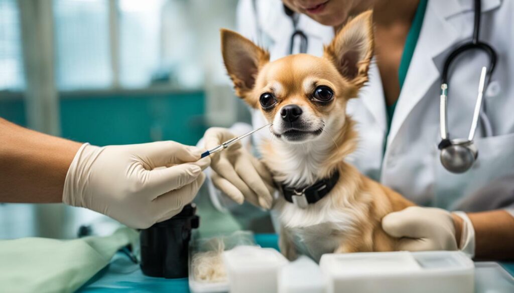 Chihuahua receiving a vaccination