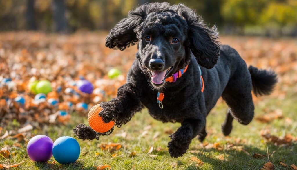 Chuckit! Ultra Rubber Ball and Outward Hound Squirrels interactive toy for Poodles