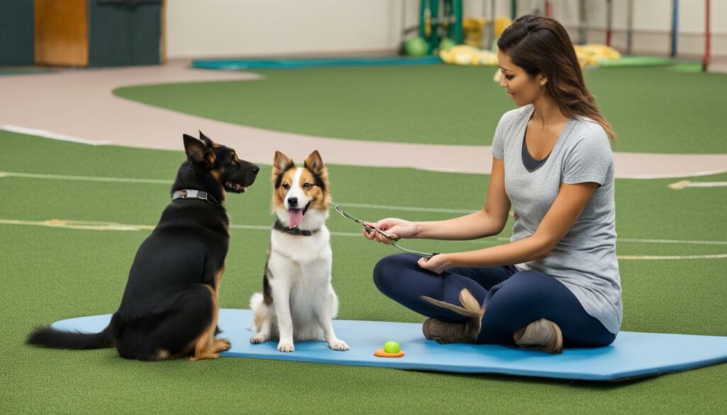 Dog training with a professional trainer