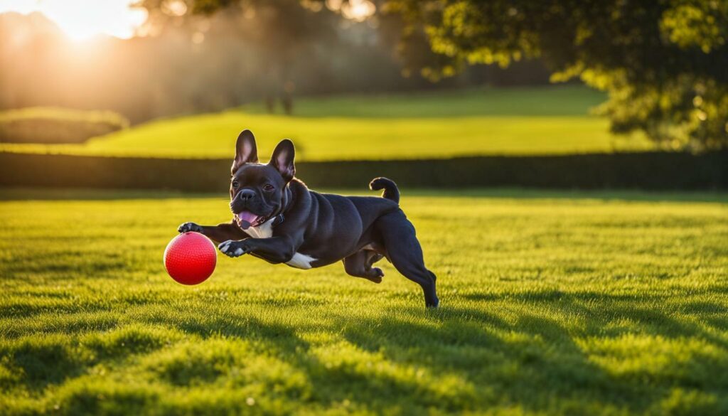 French Bulldog playing fetch