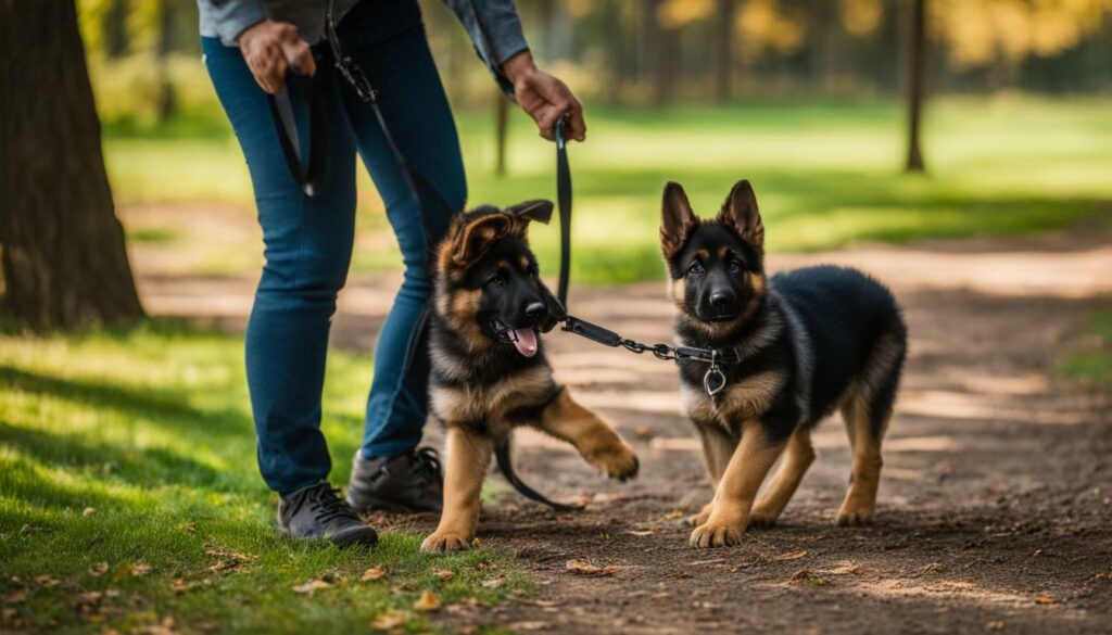 German Shepherd leash training