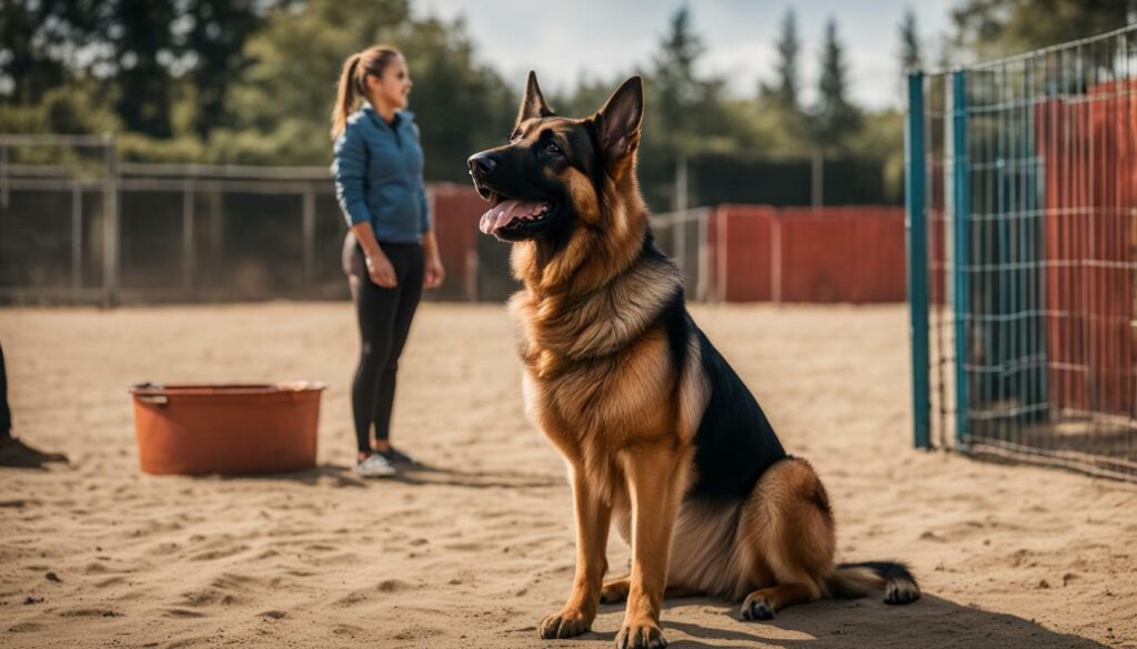 German Shepherd training with treats