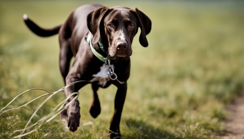 German Shorthaired Pointer on a leash