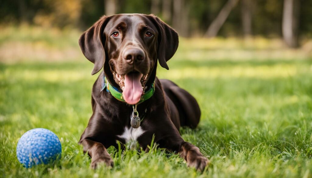 German Shorthaired Pointer with a toy