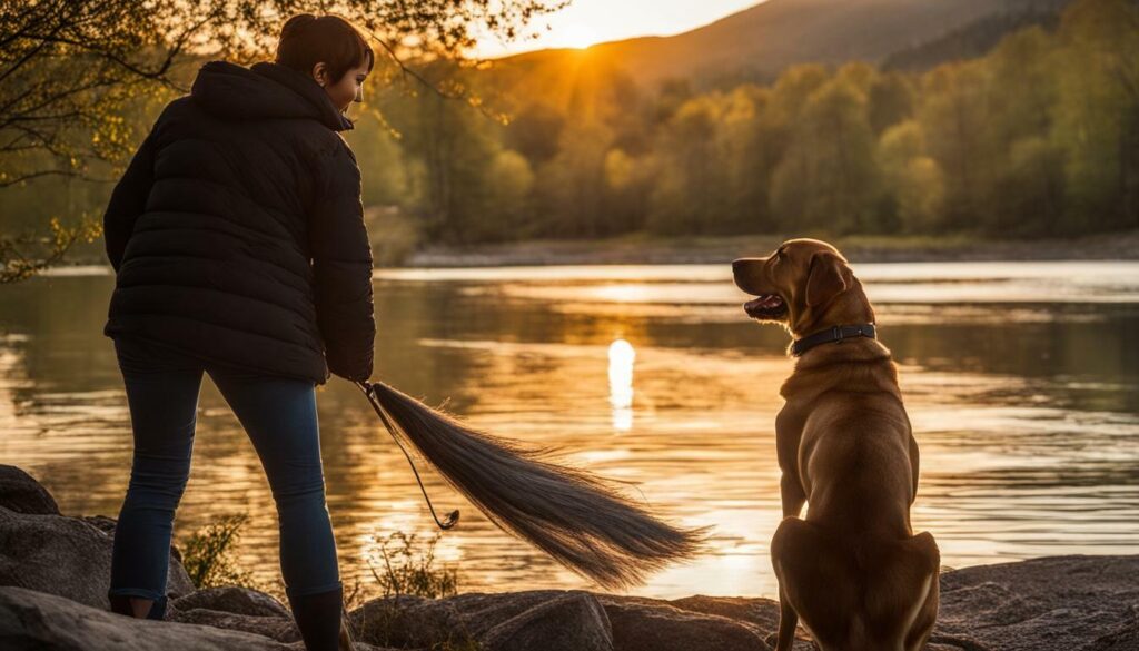 Labrador Retriever with owner