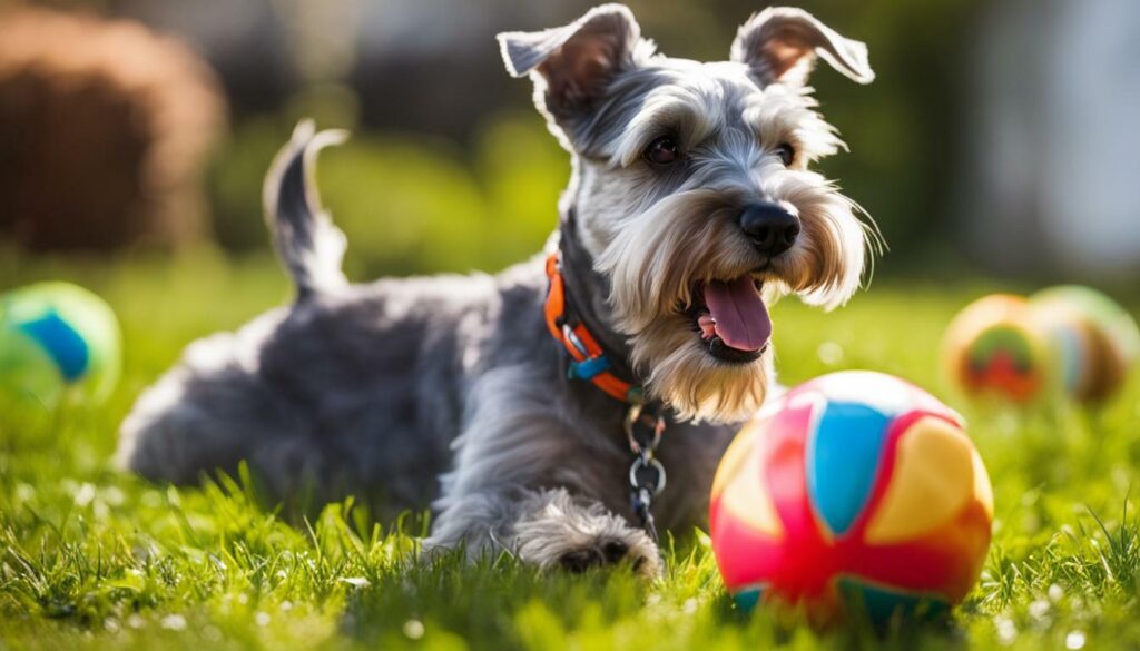 Miniature Schnauzer playing with a toy